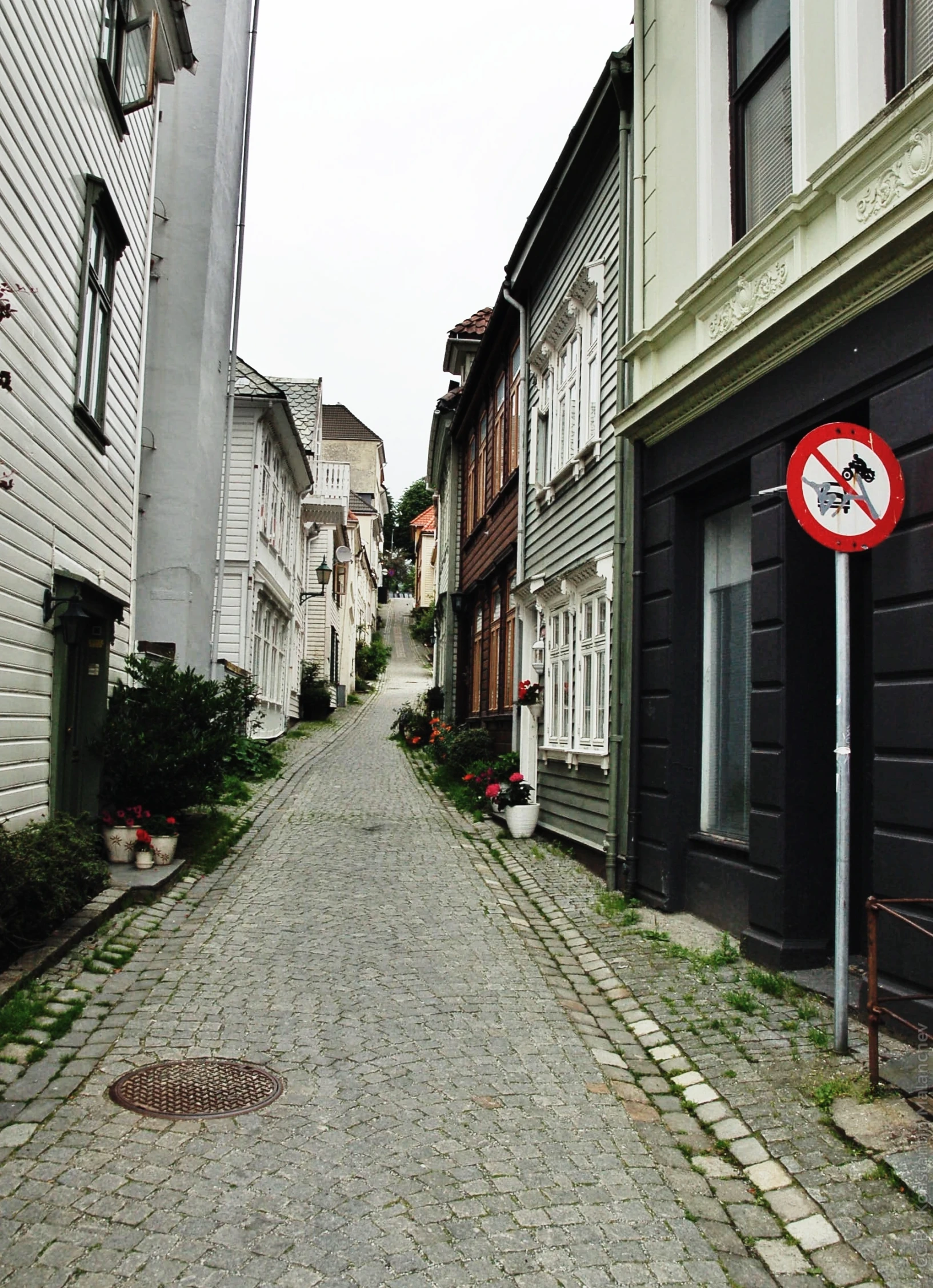 an old town street with no walking on it