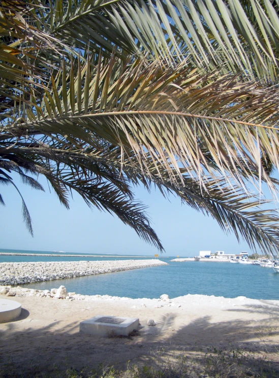 the beach has rocks and sand on the shore