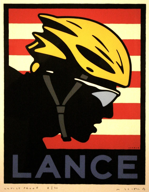 a vintage poster from an old bike helmet shop