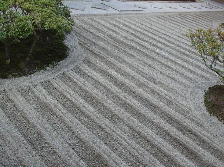 an aerial view of a garden designed like a terrace