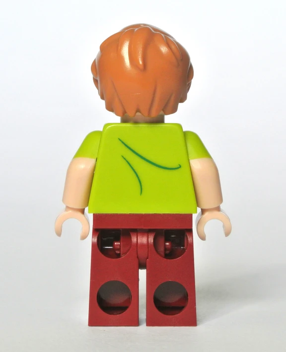 the back view of a lego man made from plastic bricks