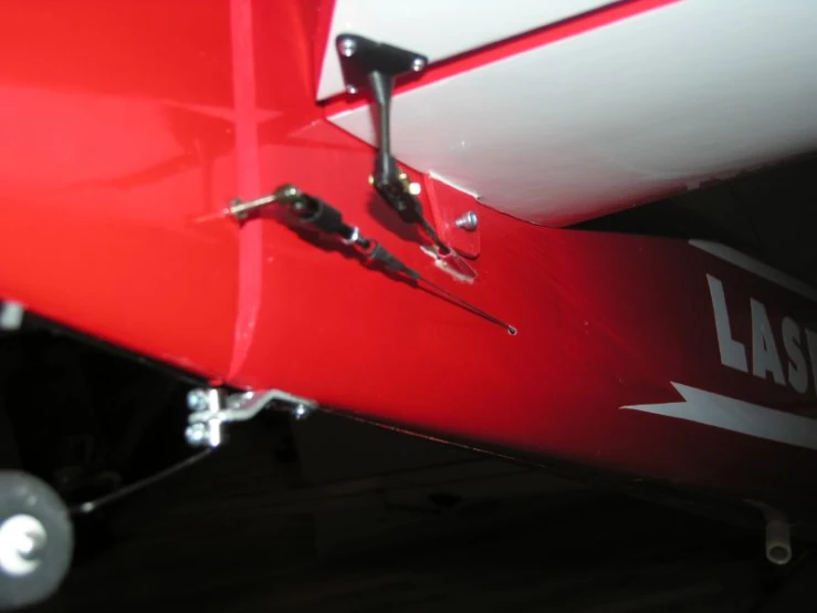 closeup of part of an airplane's engine showing the word las vegas