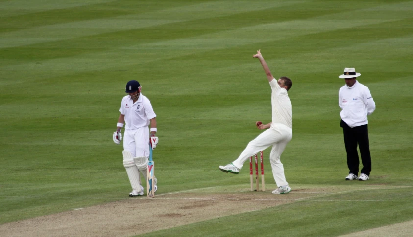 some men on a field playing cricket