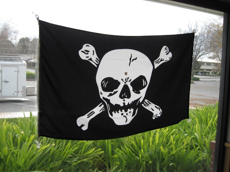 a pirate flag with a skull and cross bones