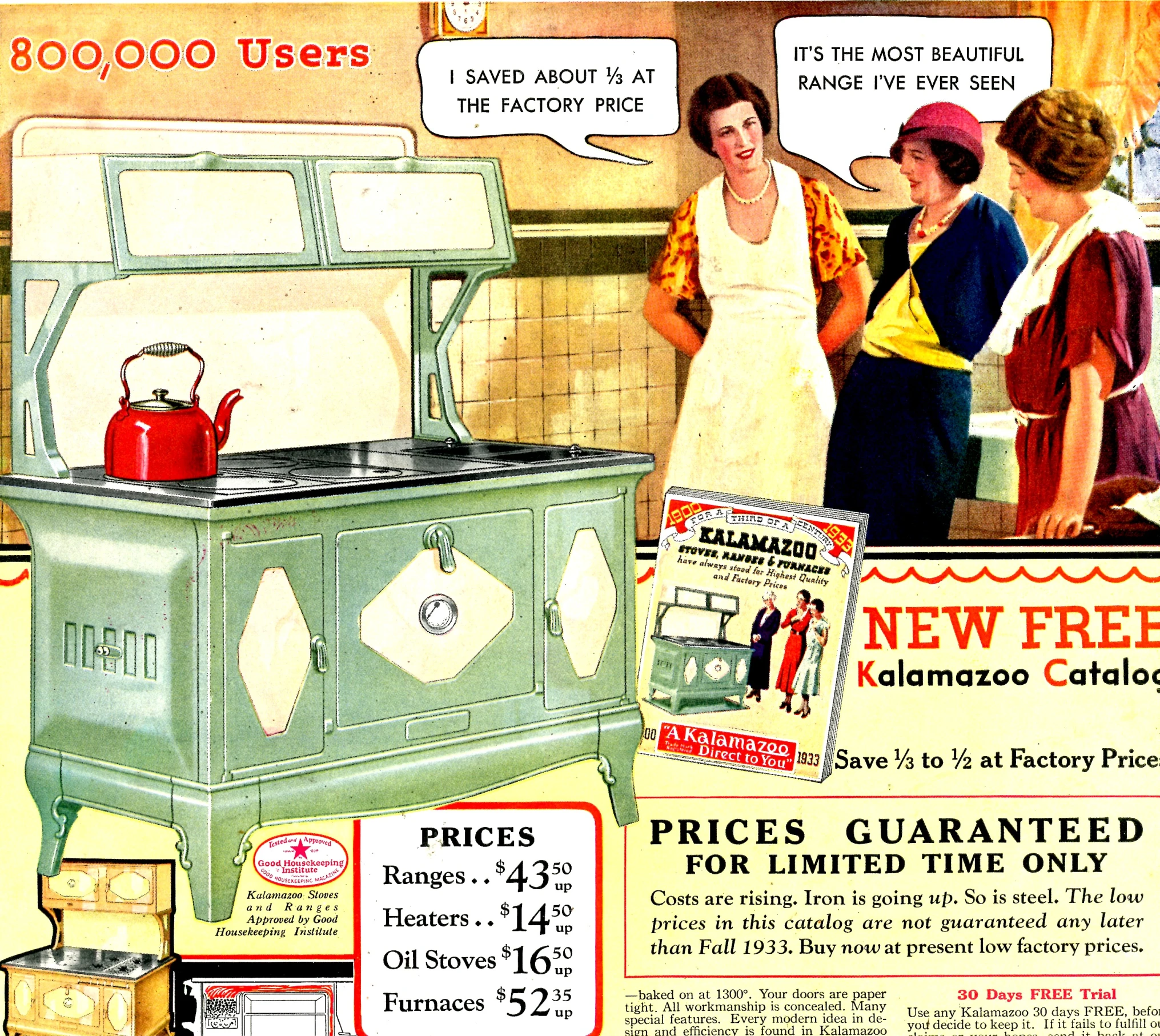 an advertit for a vintage new free kitchen stove