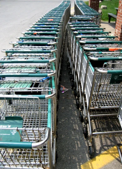 the shopping carts are all different color