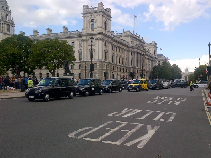 the yellow police truck has drawn out directions in the street