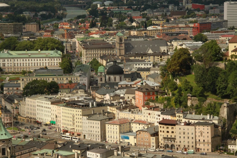 a city is covered with many different buildings