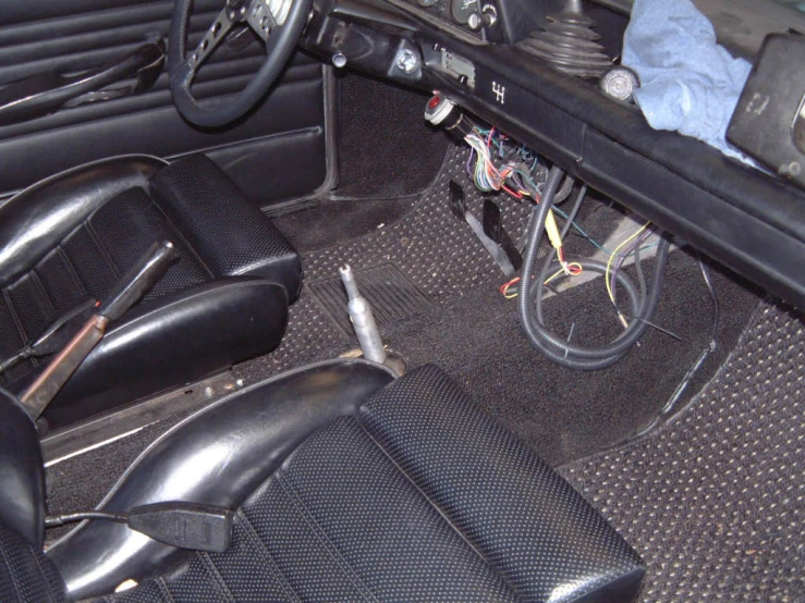 the interior of a car that has been renovated