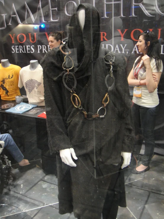 a fake ghost made from cloth with chains on it