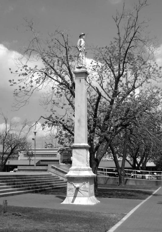 black and white pograph of a monument with stairs