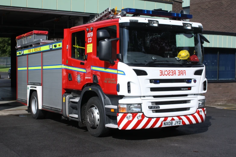 fire engine in front of an office building