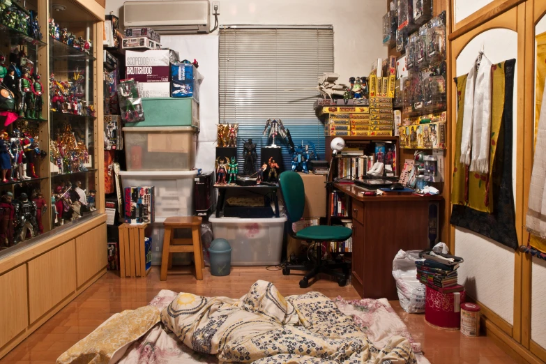 a room with shelves and shelves full of toys