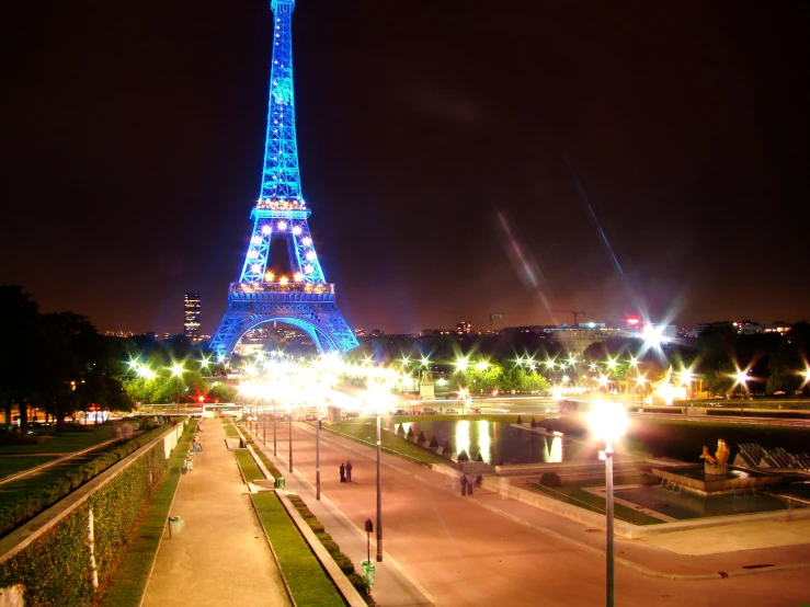 the view of the eiffel tower at night