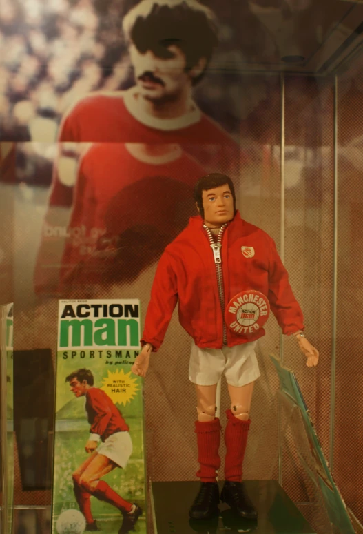 this action man is wearing all white and red