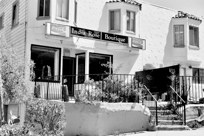 black and white image of a building with windows