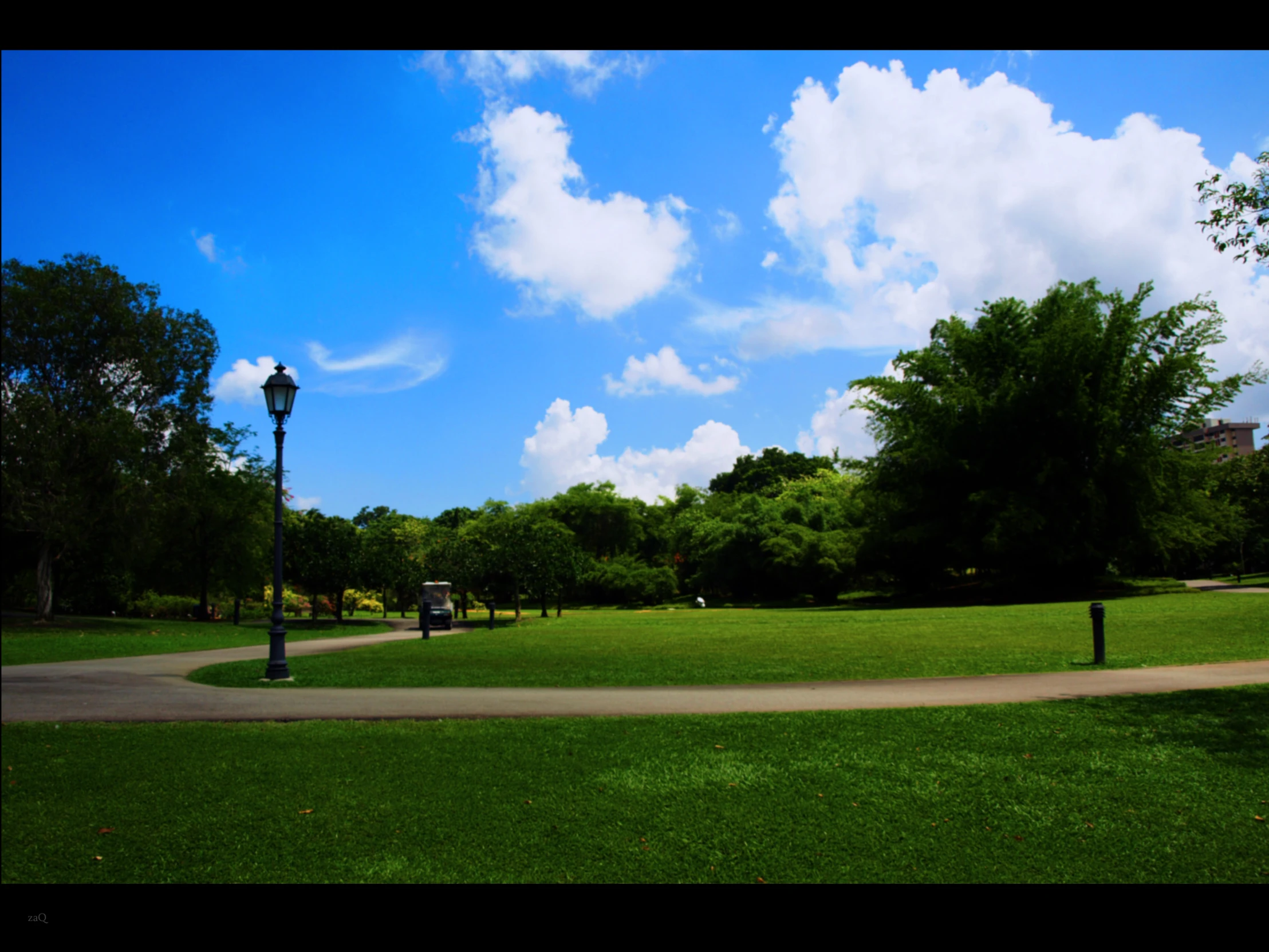 an empty park is located in the shade