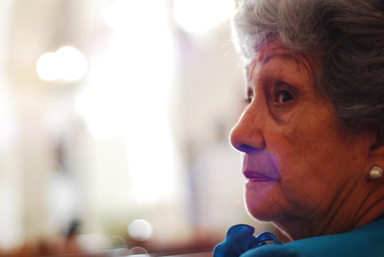 a close up s of a senior woman's face