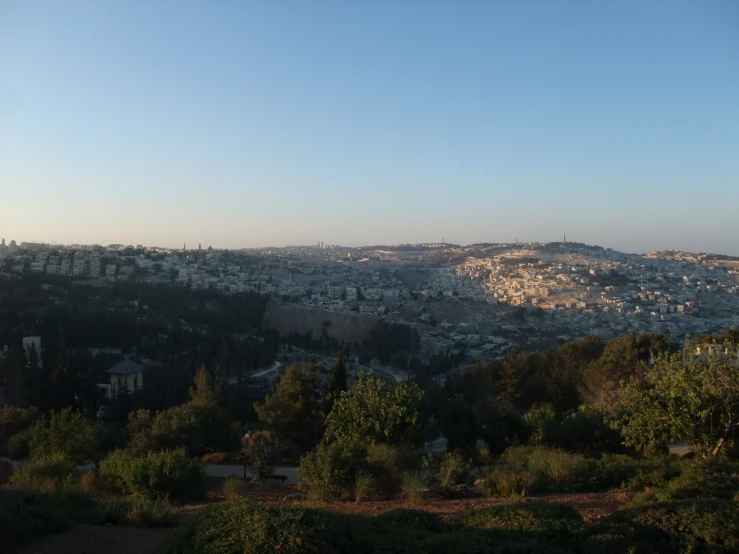 a view of the city of a city from top of a hill