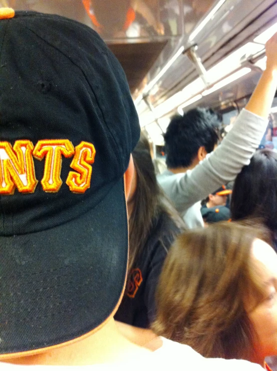 there are many people riding the subway together