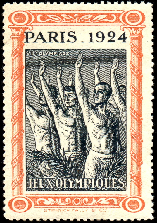 the stamp on the stamp features two  men, one pointing up to the sky