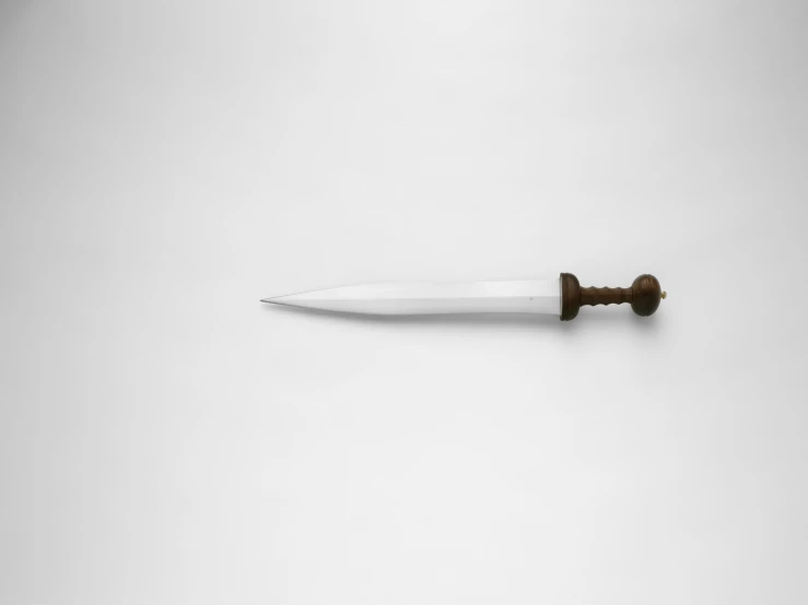 a large knife that is in front of a white background