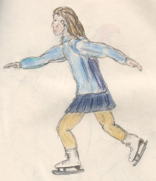 a child's drawing of a skateboarder in motion