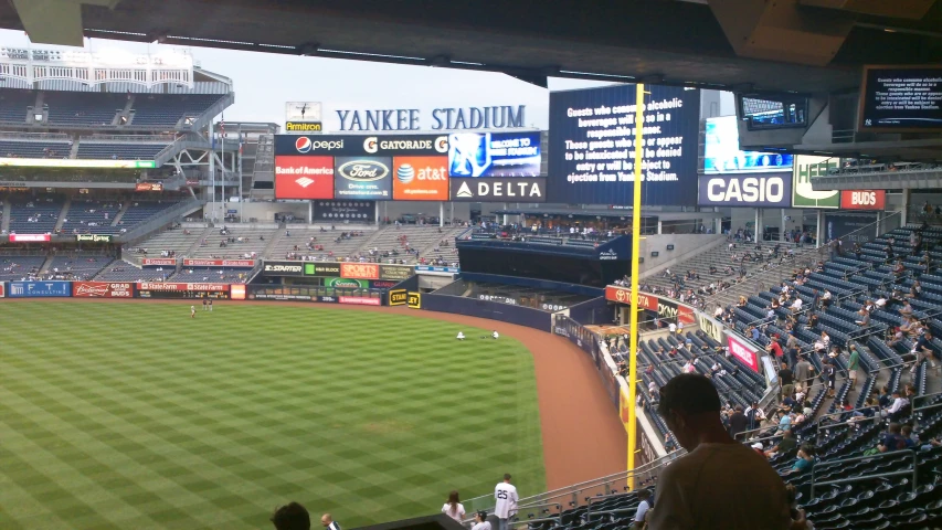 view of a ball park with the scoreboard set up