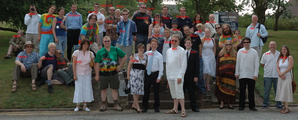 a group of people standing on the side of the road