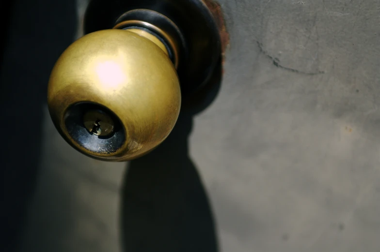 a close up view of a metal handle