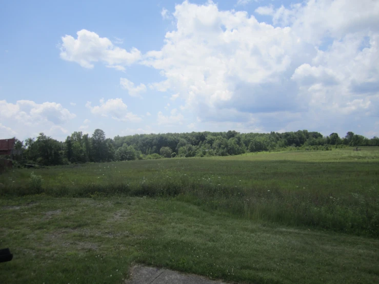 a large grassy field in the middle of an empty area