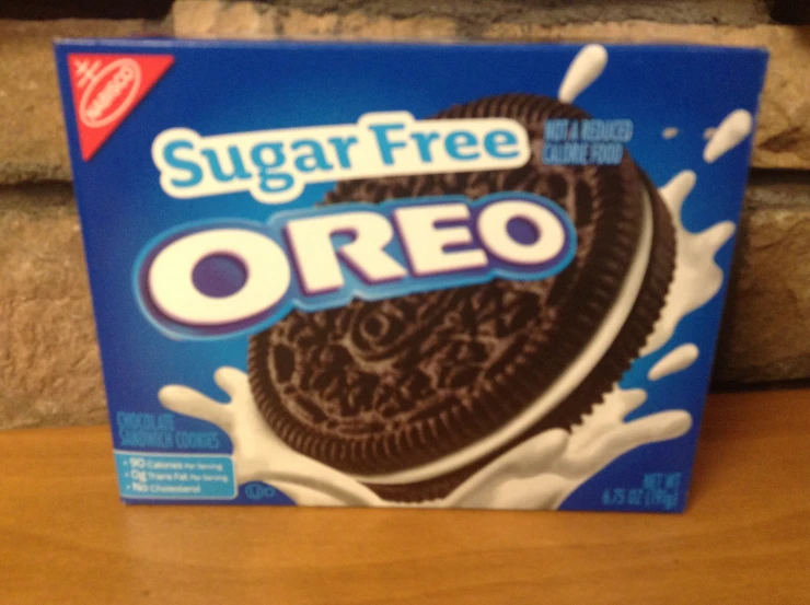 an open box of sugar - free oreo on a table