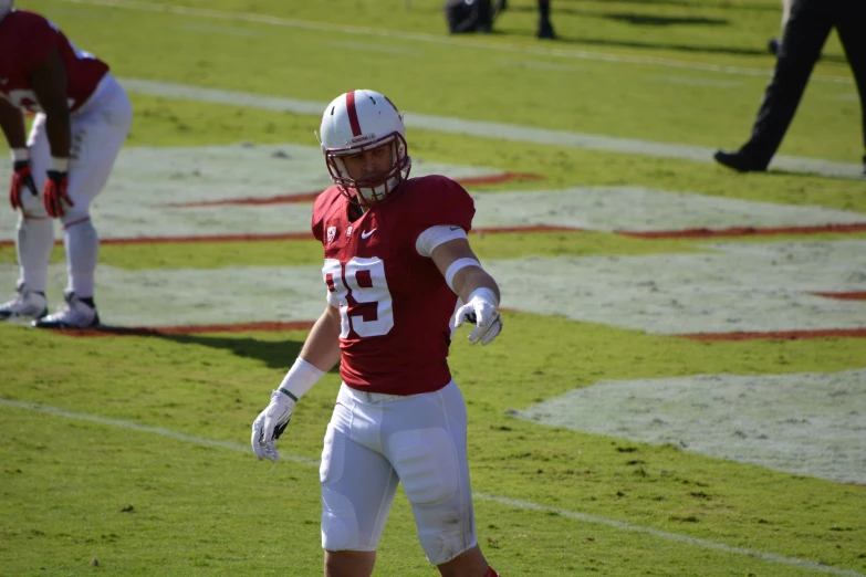 a football player is playing on the field