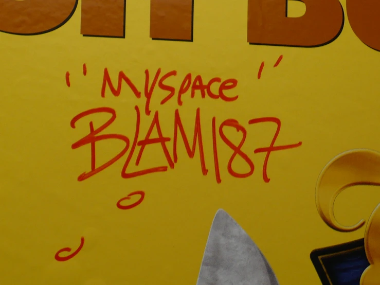 a yellow sign with writing that says i myspace ibamabi