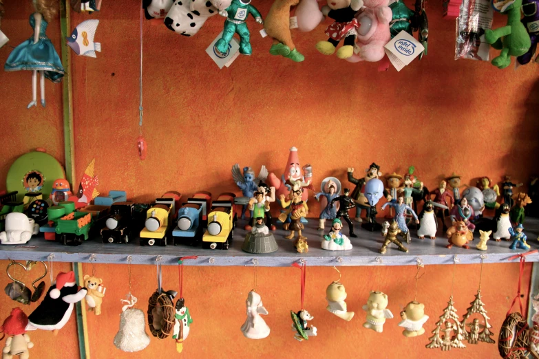this is a large collection of figurines on display
