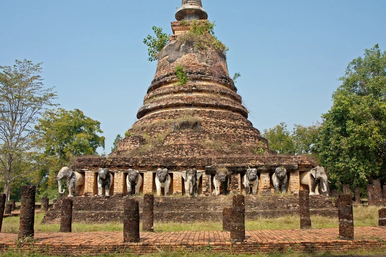 the very tall building is situated among the trees