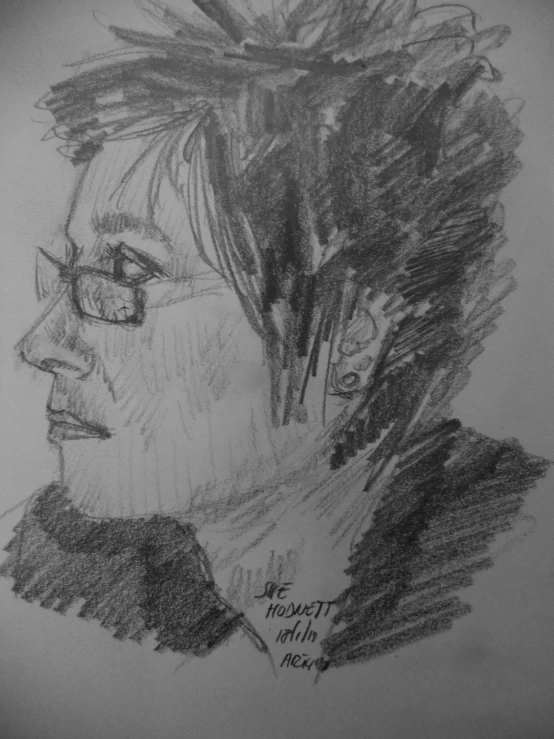 a drawing of a man wearing glasses