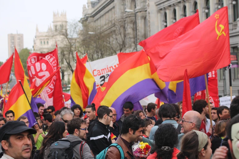 an anti - gay demonstration at a rally in barcelona