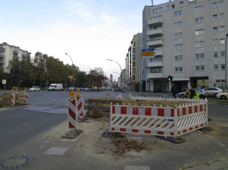 a street has barricades on either side of it