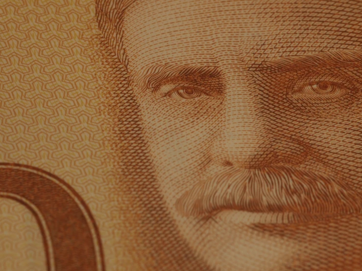 closeup of the money with eyes and mustaches