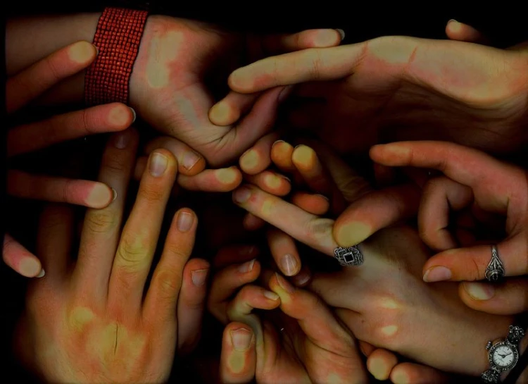 a group of different types of hands are in a circle