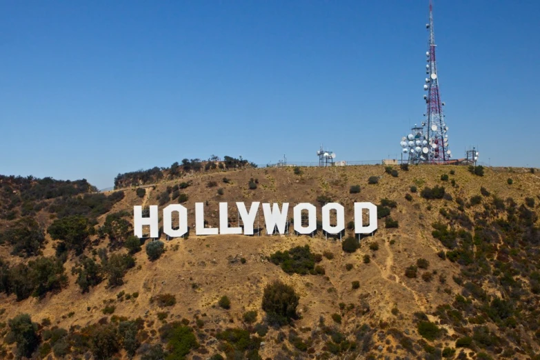 hollywood is the city name and the sign that has been painted