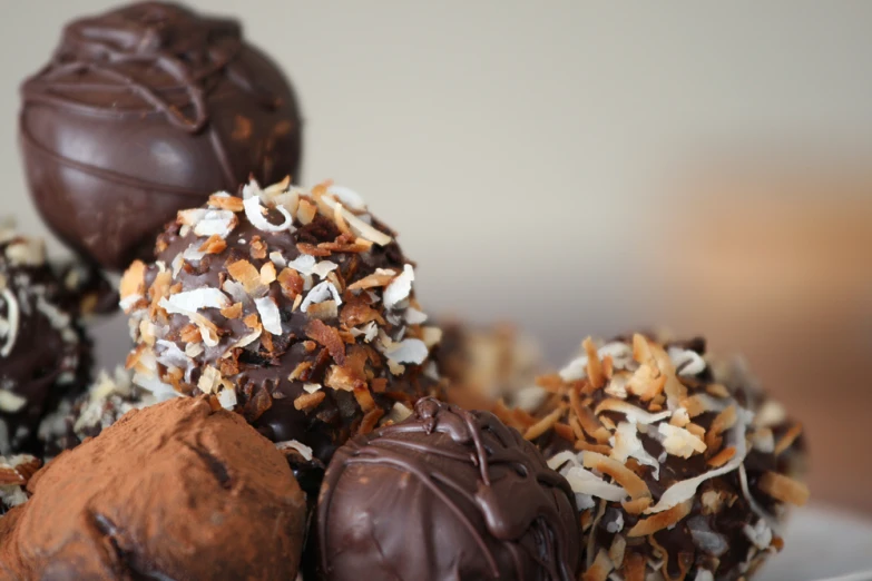 chocolate eggs with coconut sprinkles and chocolate covered candies