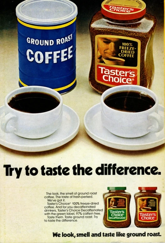 an ad for ground coffee on display