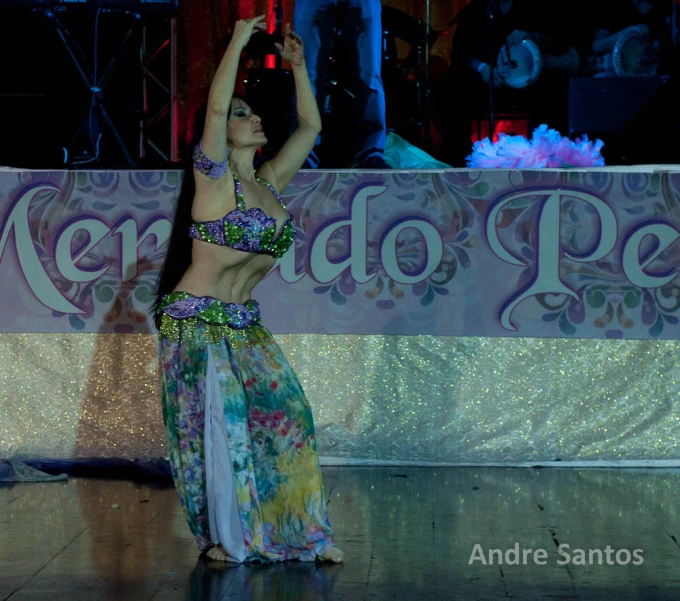 woman in oriental style costume holding up soing