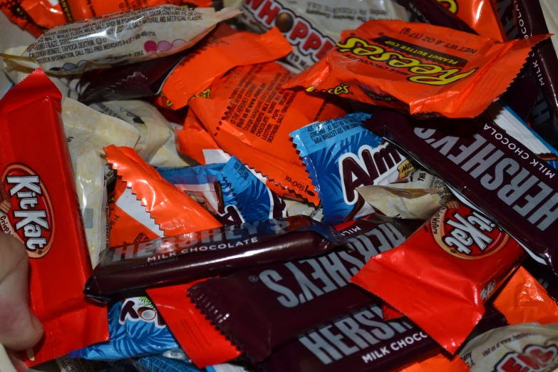 a bunch of chips, including bars and chocolates