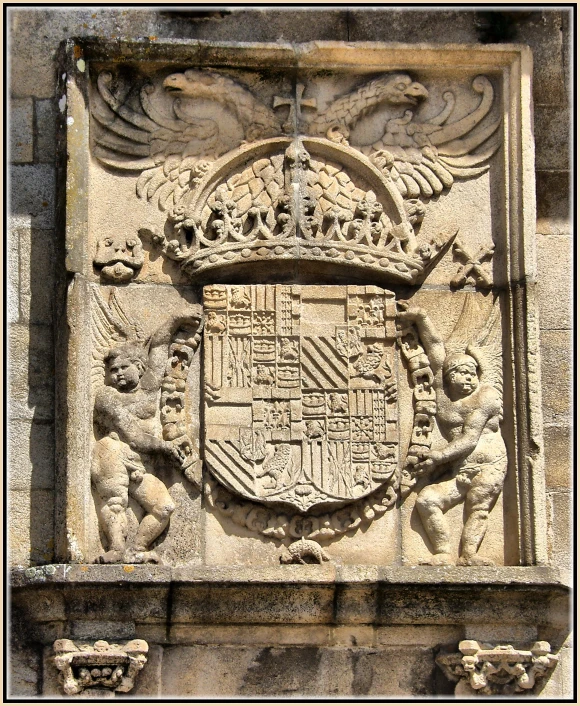 a picture of a coat of arms on a building