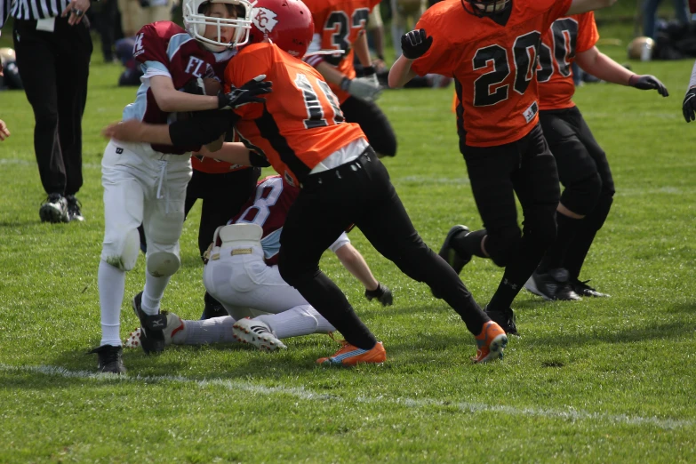 a football team is playing a game on a field