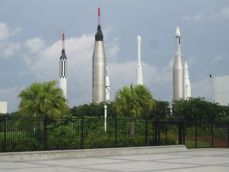 a po of a bunch of buildings that are shaped like rocket