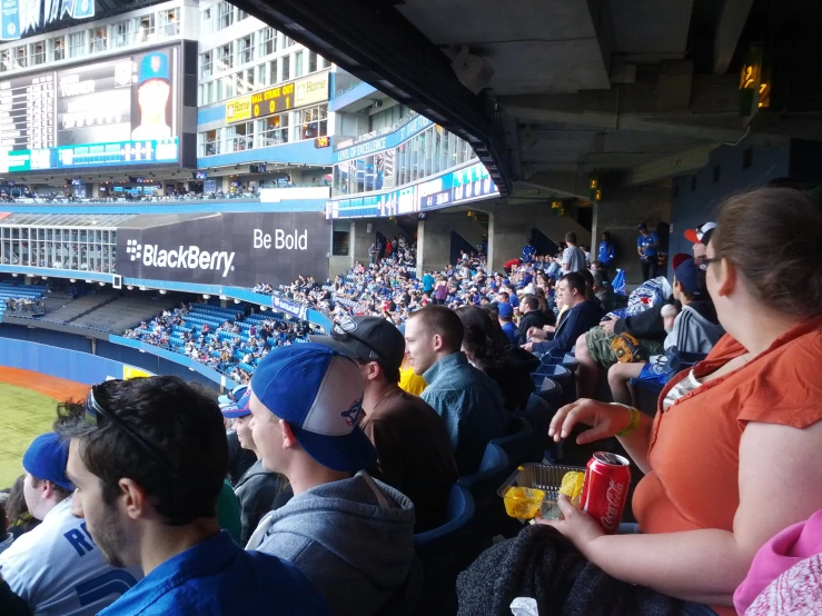 the audience in the bleachers watches the baseball game